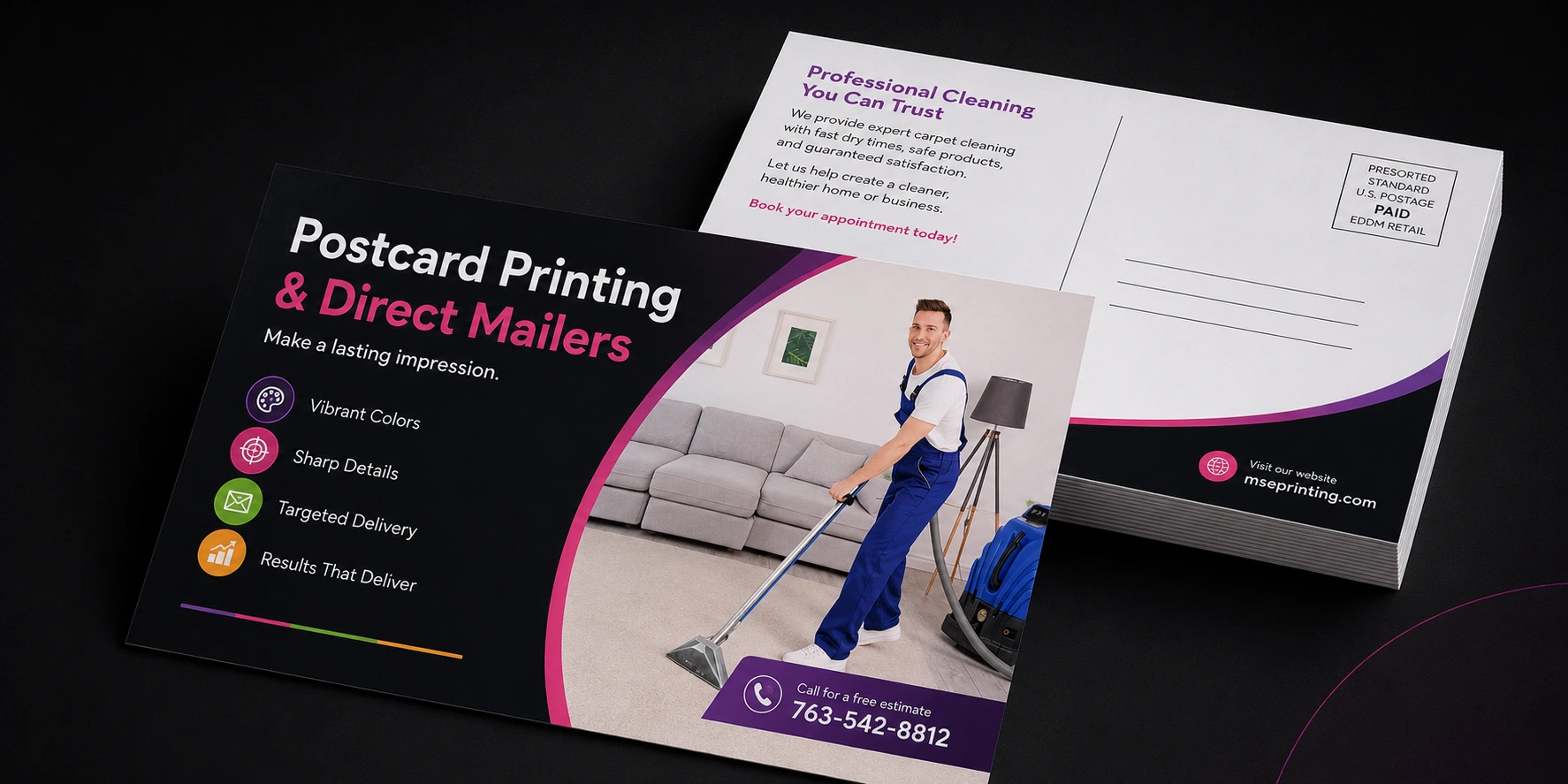 Custom postcards and direct mailers for impactful marketing campaigns by MSE Printing